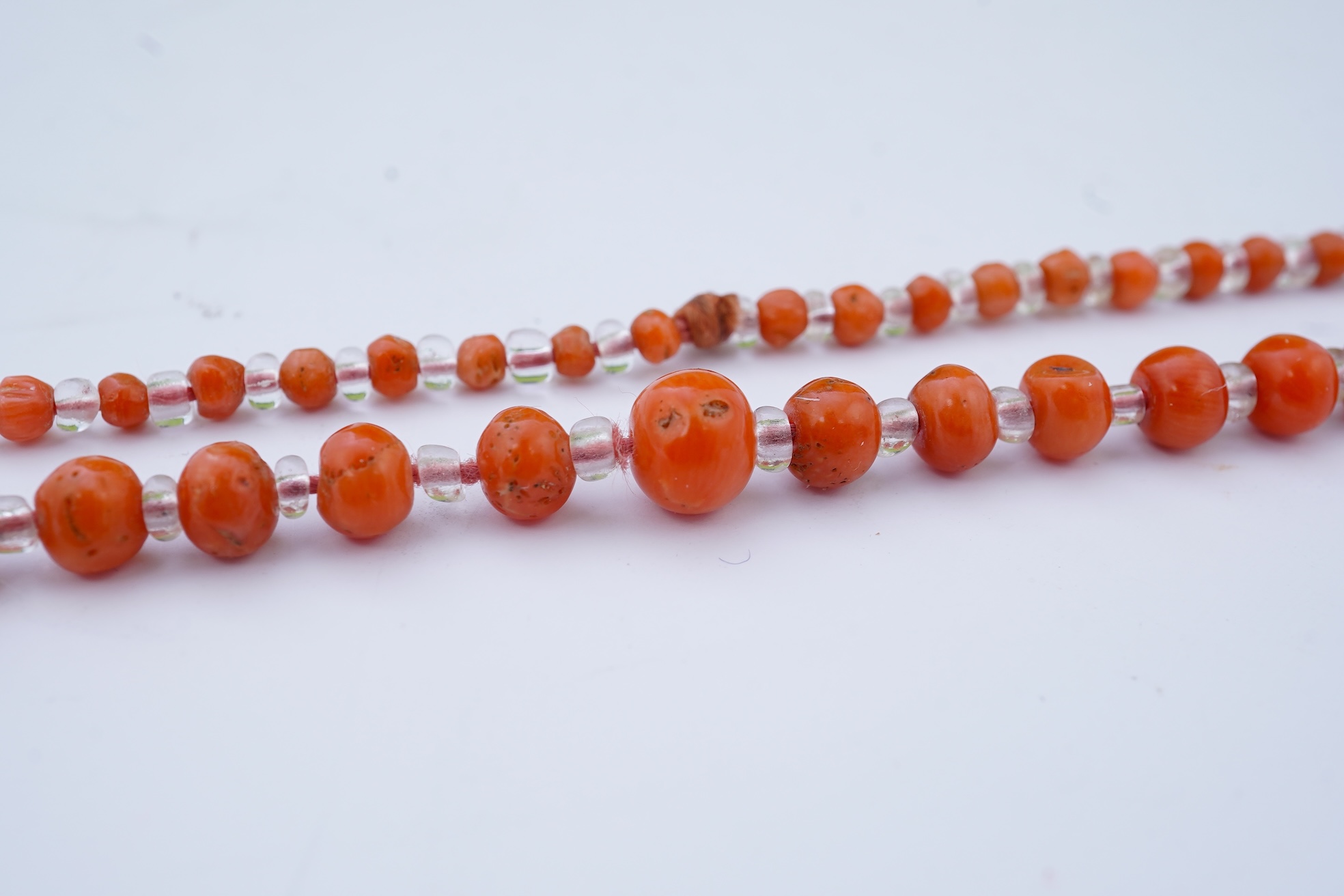 A coral and rock crystal necklace, early 20th century